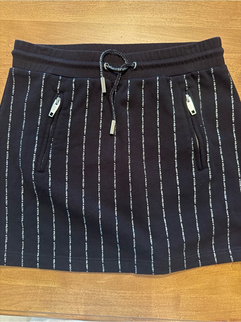 The Kooples Black Pinstripe Logo Mini Skirt